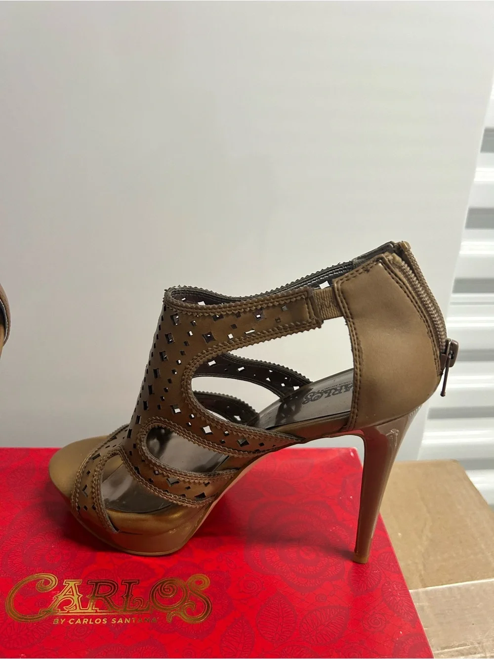 Carlos Santana Brown Laser-Cut Platform Sandals